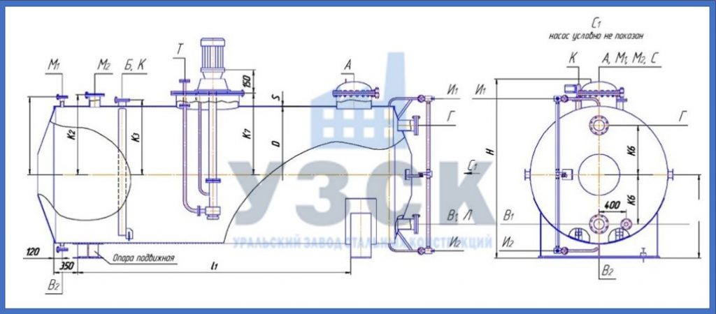 Чертеж емкости ГКК в Новомосковске
